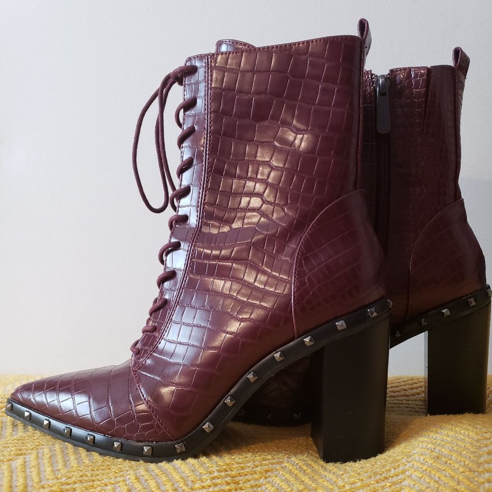 Charles David Burgundy Lace Up Duffy Bootie